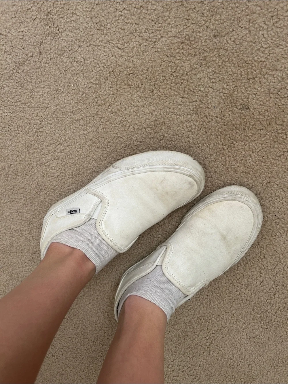 Vans White Canvas Slip-On